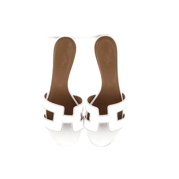 Hermes Women's Oasis Sandals Leather White - Picture 2 of 6